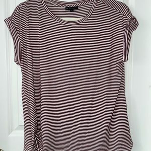 maroon and white stripe shirt